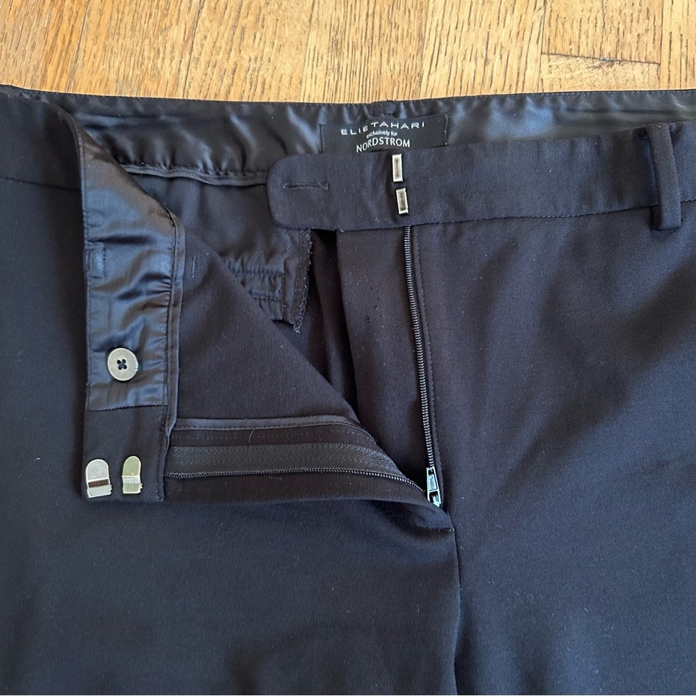 Elie Tahari Nordstrom Exclusive Black Cropped Skinny Ankle Trousers Pants sz 12 - Picture 3 of 10